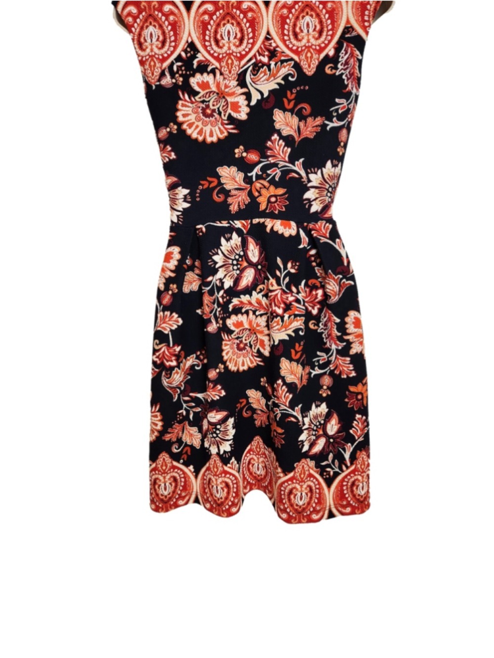 Enfocus Studio Black Red Floral Paisley A-Line Dress Large - Picture 6 of 10